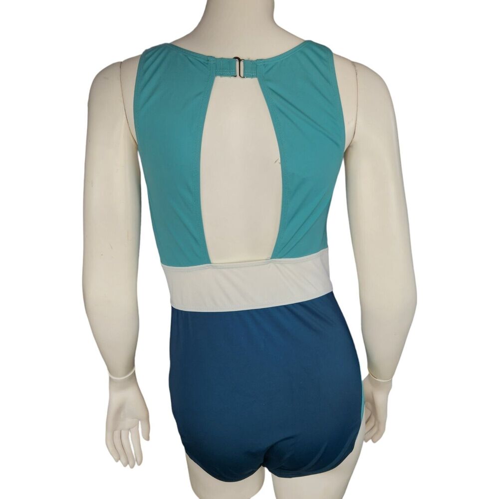 Zuda Colorblocked V-Neck One Piece Womens Swimsuit Teal‎ Blue Size 8 NWOT - Picture 8 of 16
